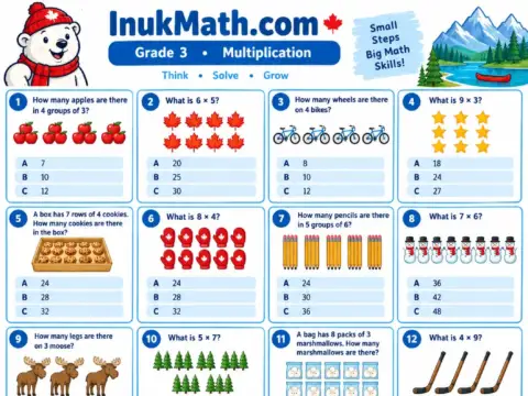 Multiplication – Grade 3 math worksheet preview