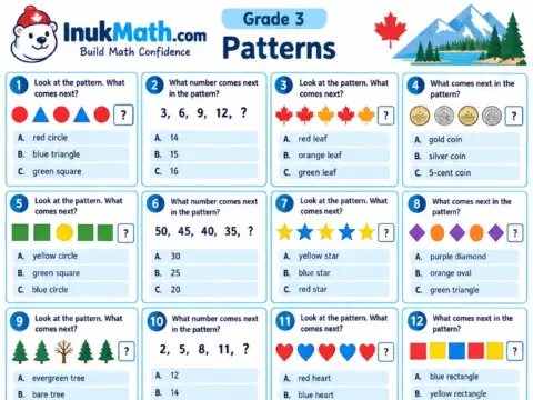 Patterns (Part 1) – Grade 3 math worksheet preview