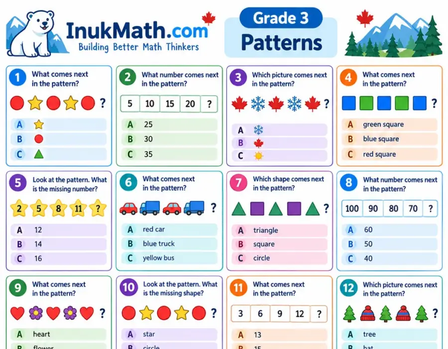 Patterns (Part 2) – Grade 3 math worksheet (preview)