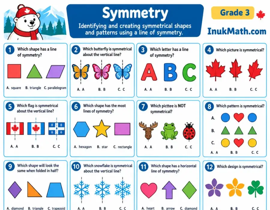 Symmetry – Grade 3 math worksheet (preview)