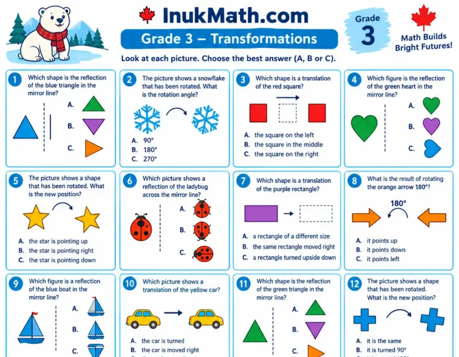 Transformations – Grade 3 math worksheet (preview)