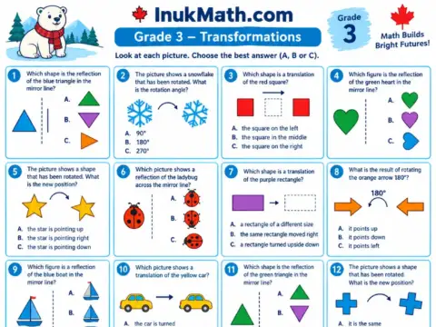 Transformations – Grade 3 math worksheet preview