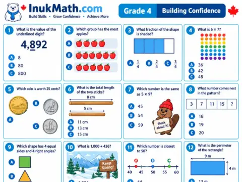 Building Confidence – Grade 4 math worksheet preview