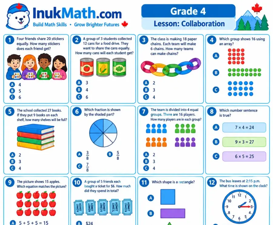 Collaboration – Grade 4 math worksheet (preview)