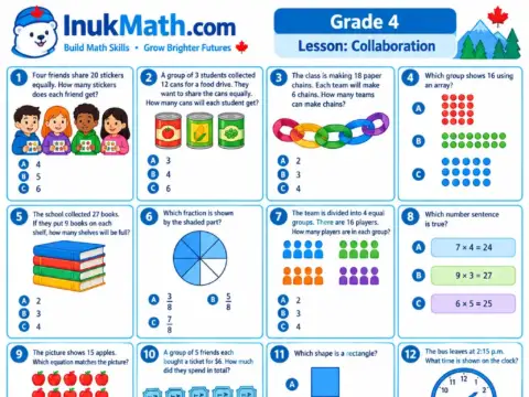 Collaboration – Grade 4 math worksheet preview