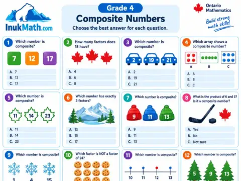 Composite Numbers – Grade 4 math worksheet preview