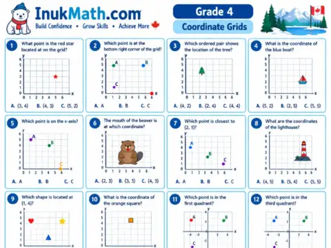 Coordinate Grids – Grade 4 math worksheet preview