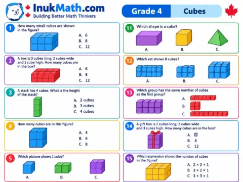 Cubes – Grade 4 math worksheet preview