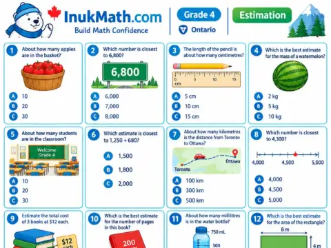 Estimation – Grade 4 math worksheet preview