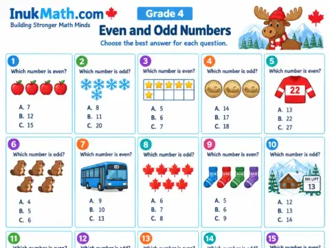 Even and Odd Numbers – Grade 4 math worksheet preview