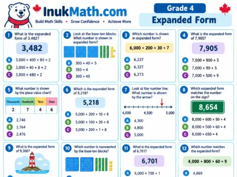 Expanded Form – Grade 4 math worksheet preview