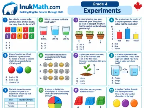 Experiments – Grade 4 math worksheet preview
