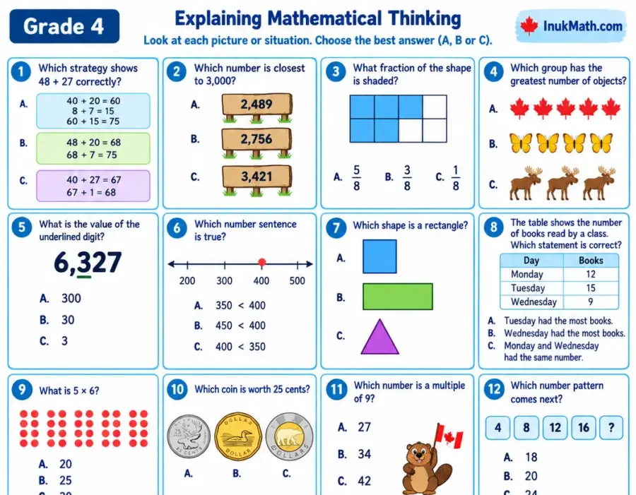 Explaining Mathematical Thinking – Grade 4 math worksheet (preview)