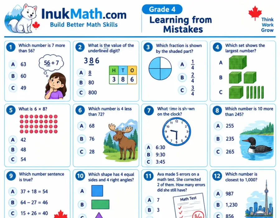 Learning from Mistakes – Grade 4 math worksheet (preview)