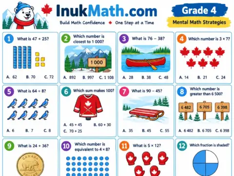 Mental Math Strategies – Grade 4 math worksheet preview