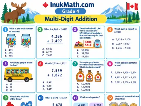 Multi-Digit Addition – Grade 4 math worksheet preview