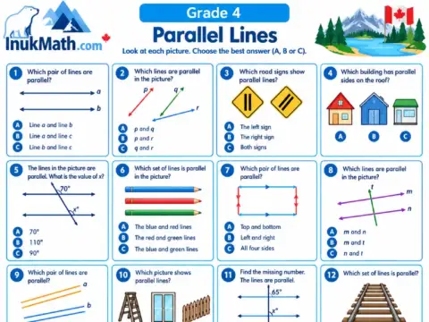 Parallel Lines – Grade 4 math worksheet preview