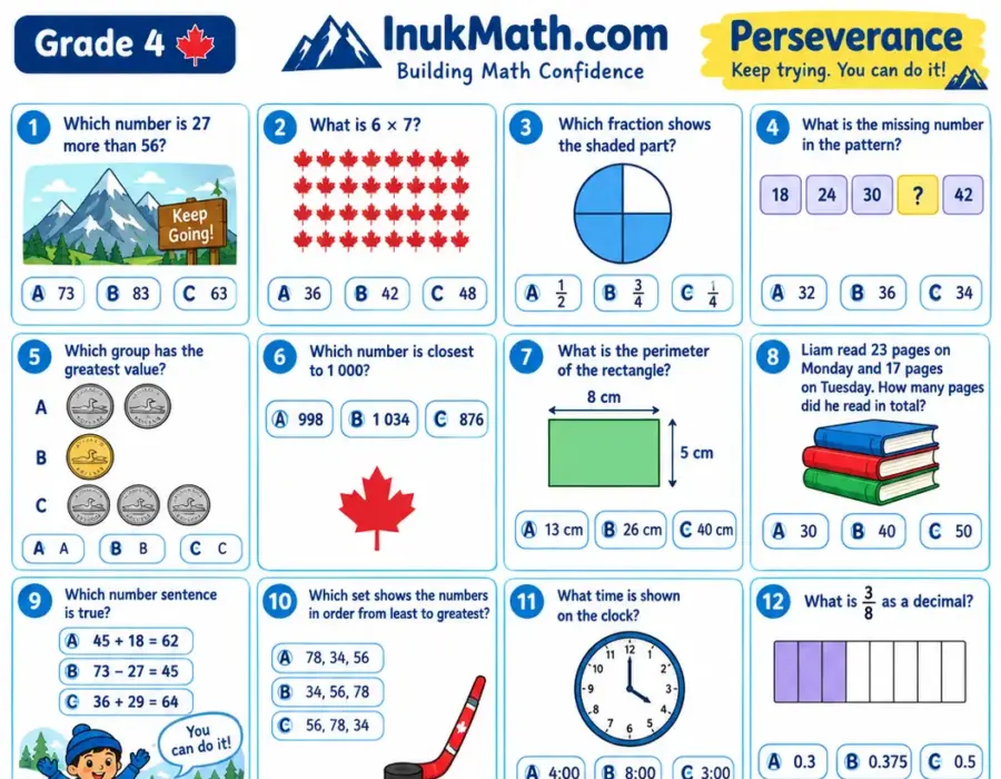 Perseverance – Grade 4 math worksheet (preview)