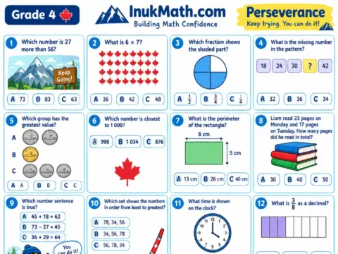 Perseverance – Grade 4 math worksheet preview
