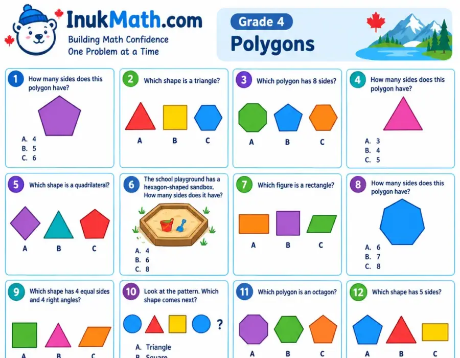 Polygons – Grade 4 math worksheet (preview)
