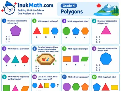 Polygons – Grade 4 math worksheet preview