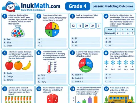 Predicting Outcomes – Grade 4 math worksheet preview