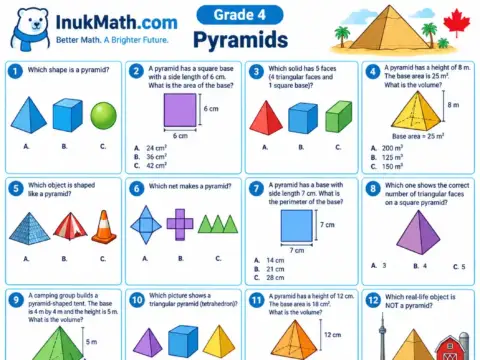 Pyramids – Grade 4 math worksheet preview