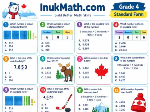 Standard Form – Grade 4 math worksheet preview