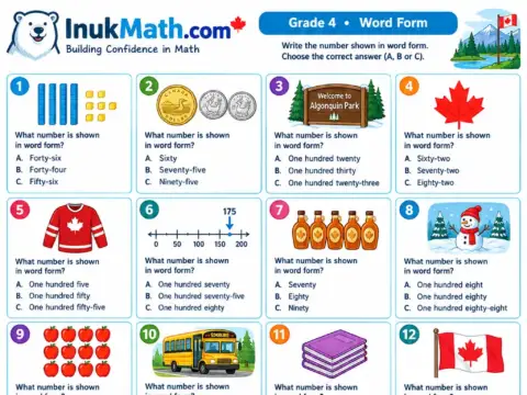Word Form – Grade 4 math worksheet preview